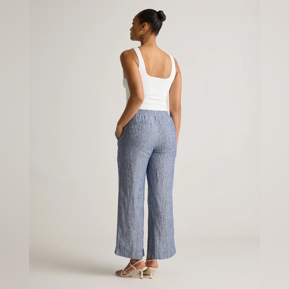 Quince Blue Striped Wide Leg Pants
